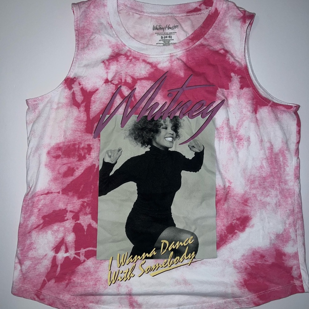 Whitney Houston (I Wanna Dance) Pink  Tee Shirt Sleeveless  S (4-6)